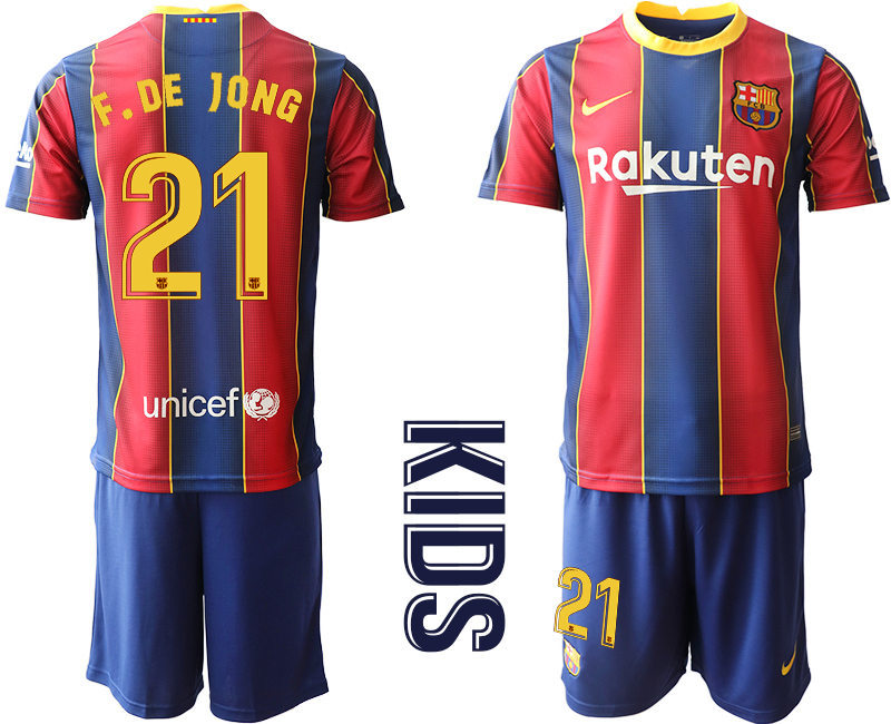 Youth 2020-2021 club Barcelona home #21 red Soccer Jerseys